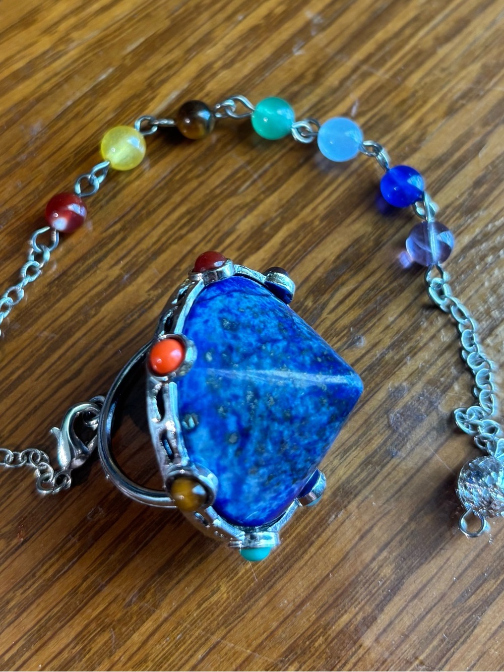 Handcrafted Multicolor Beaded
Chakra Chain Lapis Lazuli
Pendulum
